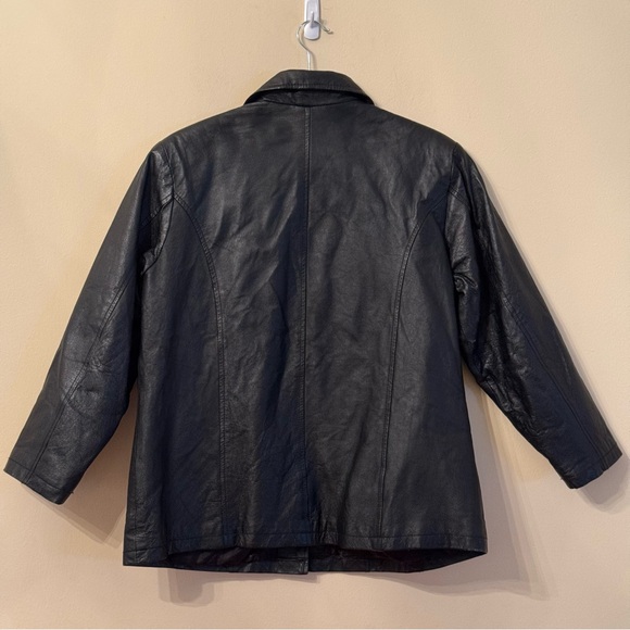 Vintage Serge Platini Milan Italy Women 2XL Black Genuine Leather Classic Jacket - Picture 4 of 6